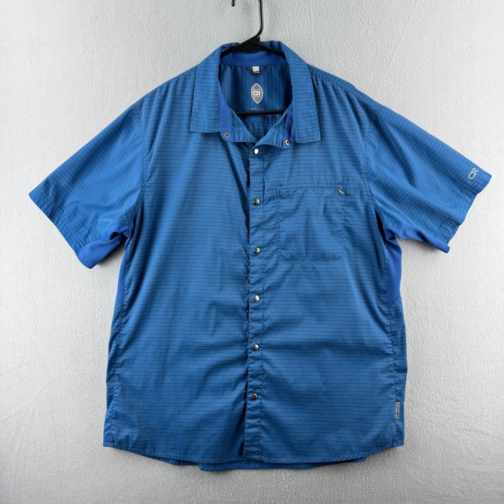 Club Ride Shirt Mens XL Blue Snap Zip Pocket Vented Mountain Biking Cycling